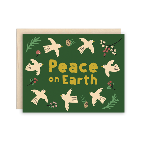 Peace on Earth Doves Winter Christmas Holiday Greeting Card by The Beautiful Project