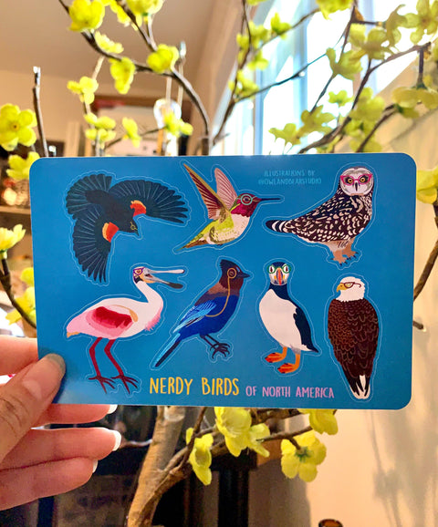 Nerdy Birds Sticker Sheet (Paper) by Owl & Bear Studio
