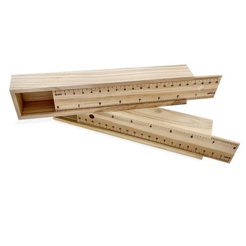 Wooden Sliding Pencil Box with Ruler on Top by eco-kids