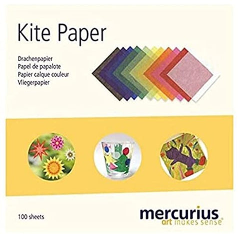 Kite Paper  - 12 colours - small 16 x 16 cm - 100 sheets - waxed paper for window stars, lanterns,and other delights.