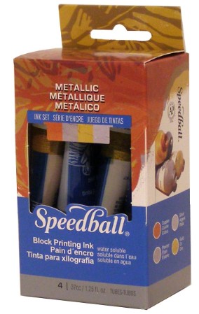Block Printing Ink Set - Metallic, 4 Colours (Speedball)