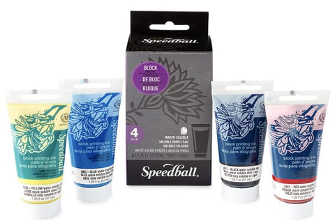 Block Printing Ink Set – Water-Soluble, 4 Colours (Speedball)