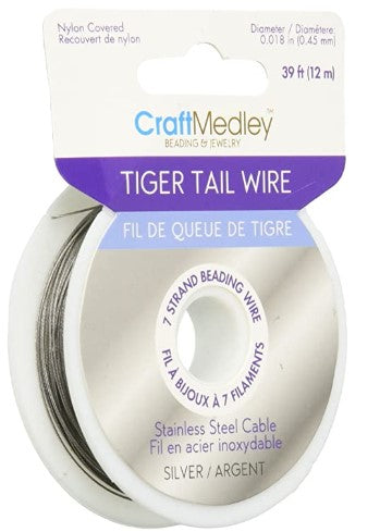Beading Wire - Silver 0.45 mmTiger Tail 12 m reel